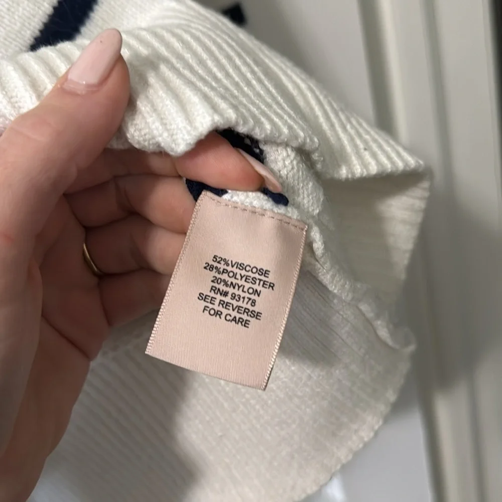 Philosophy Navy and Cream Striped Sweater